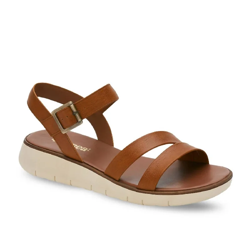 Women's Casual Comfort Sandals In Brown Ivy League Loafer Look 