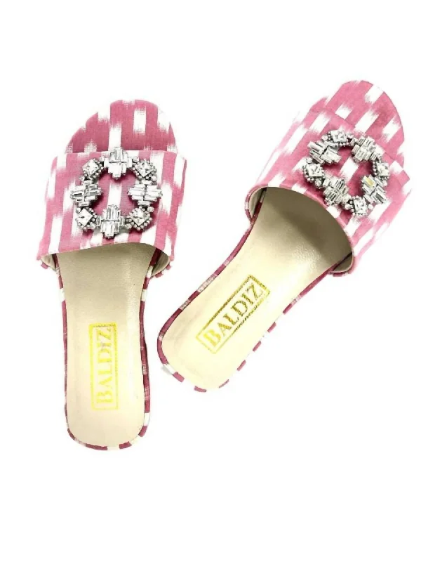 Women's Cocktail Slide Sandal In Pink Camouflage Print Boot Style  