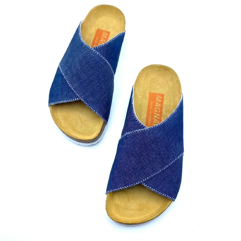 Women's Cross Over Sandals In Japanese Denim Business Monk Strap Style  