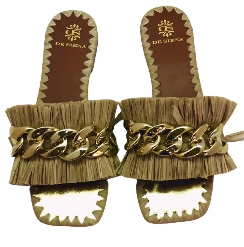 Women's Donata Raffia Flat Sandals In Brown Chunky Platform Sneaker Style  