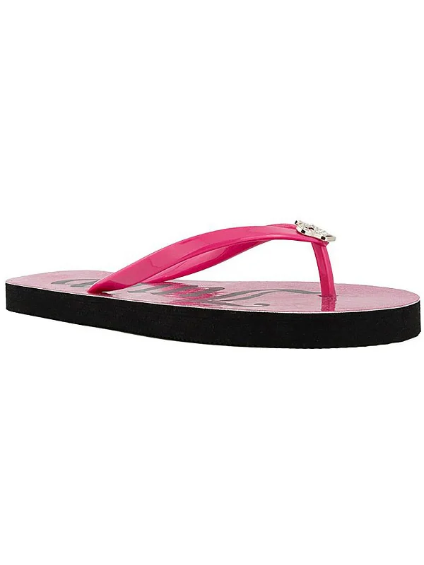 Womens Embellished Logo Flip-Flops Retro Plimsoll Style  