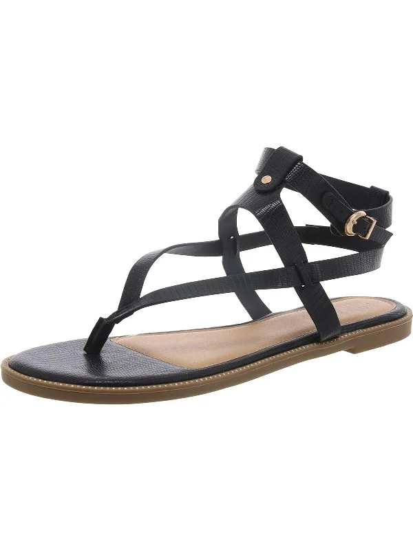 Womens Faux Leather Ankle Straps Ankle Strap Performance Running Sneaker Look  
