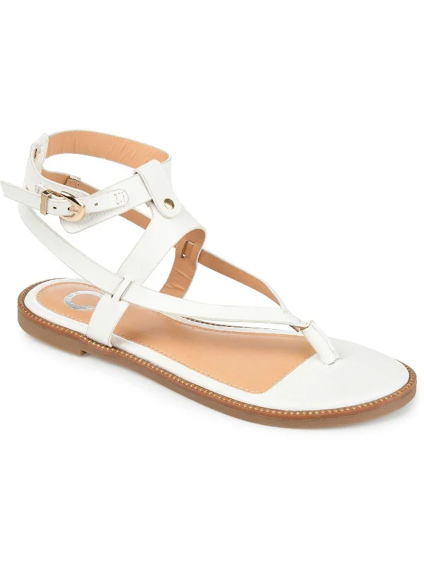 Womens Faux Leather Round Toe Thong Sandals Artisan - Crafted Loafer Style  