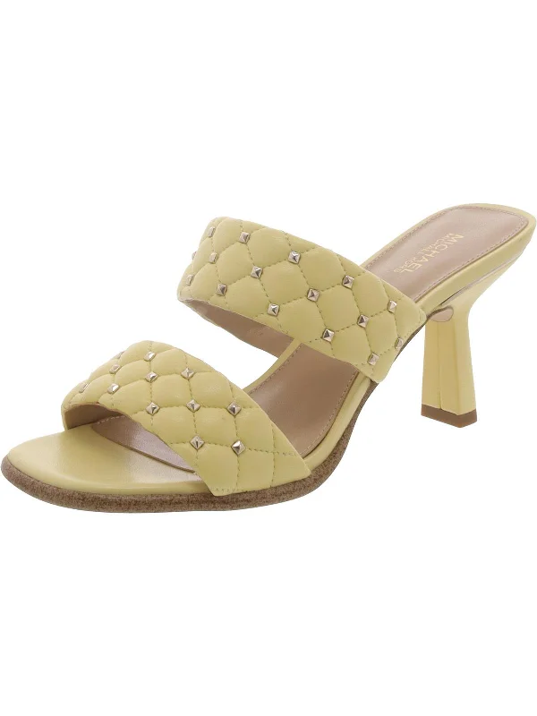 Womens Faux Leather Square Toe Heels Retro Plimsoll Style  