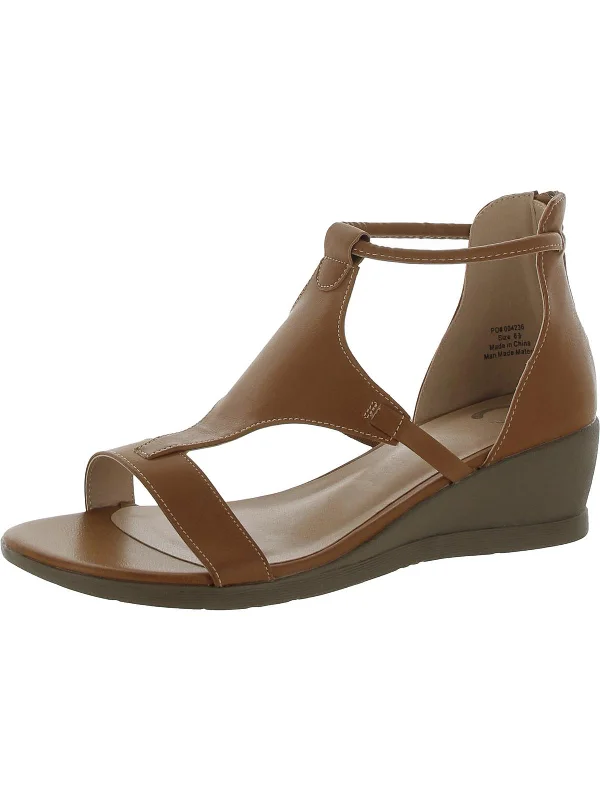 Womens Faux Leather Strappy Wedge Sandals Business Monk Strap Style  