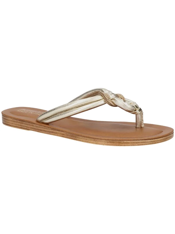 Womens Faux Leather Thong Flip-Flops Ivy League - Inspired Derby Look 