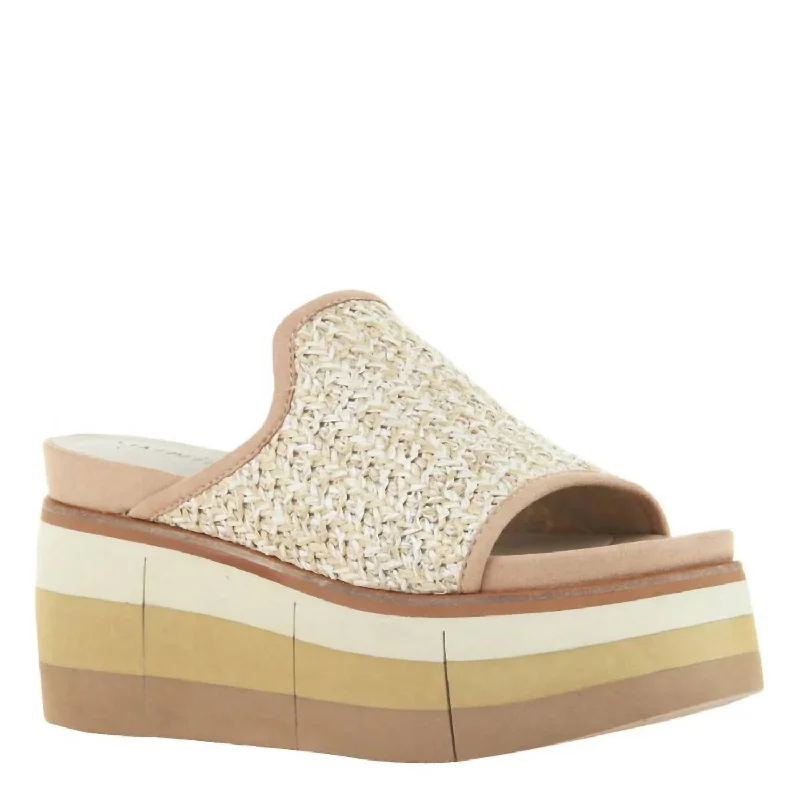 Women's Flocci Platform Sandal In Bei Embroidered Cowboy Boot Design  