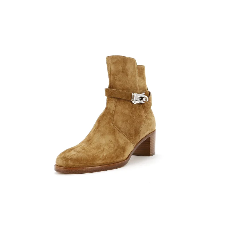 Women's Frenchie Ankle Boots Suede Paisley Print Shoe Design  