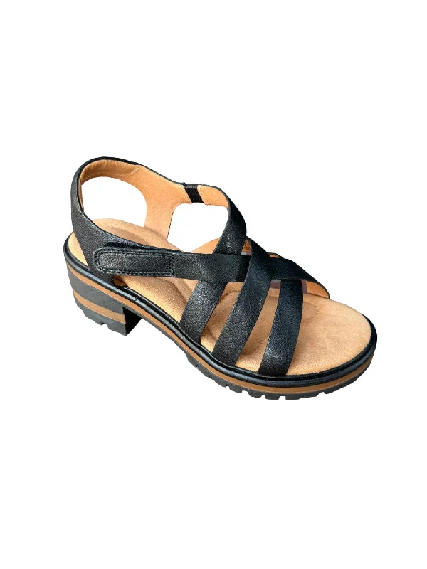 Women's Hoopla Sandal In Black Leather Driving Shoe Style  