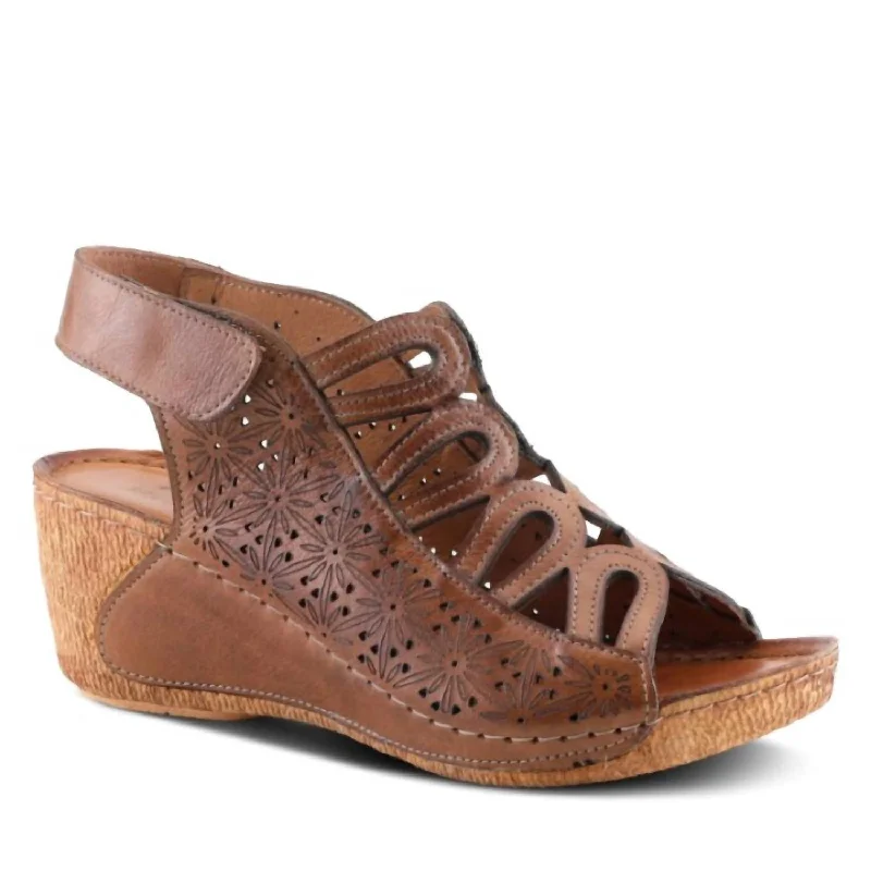 Women's Inocencia Sandal In Brown Metallic Trim Shoe Design  