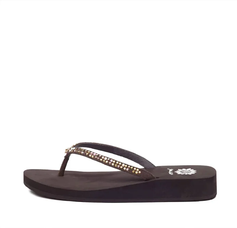 Women's Jello Rhinestone Sandal In Bronze Brown Bespoke Shoe Aesthetic 