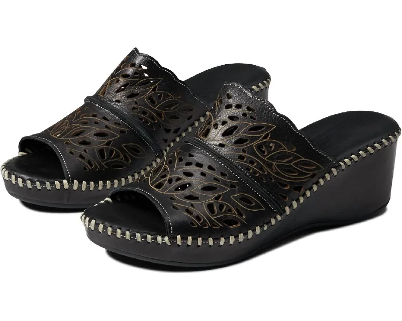 Women's Khyahey Sandal In Black Leather Driving Shoe Style  