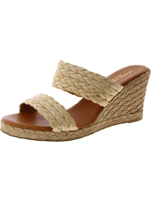 Womens Leather Slip-On Wedge Sandals Paisley Print Shoe Design  