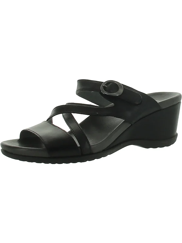 Womens Leather Strappy Wedge Sandals Strap - Up Sandal Resort Style  