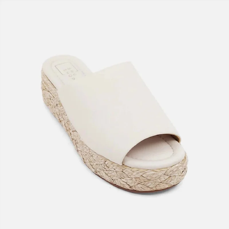 Women's Lizzie Slides In Bone Open - Lacing Derby Look  