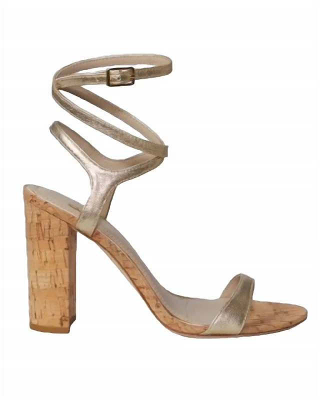 Women's Niko Heeled Sandal In Light Gold Metallic Trim Shoe Design  
