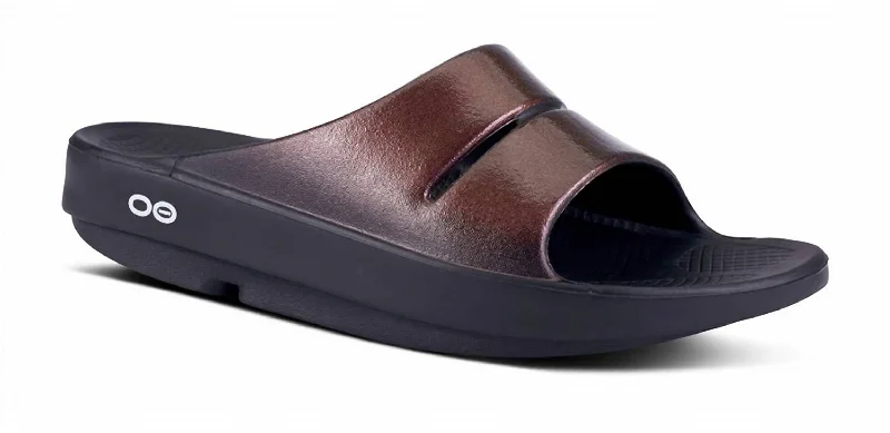 Women's Ooahh Luxe Slide Sandal( Womens Sizes) In Cabernet Neon - Accent Sneaker Look  