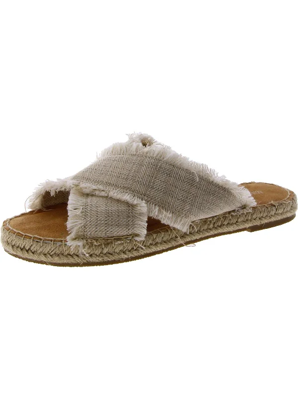 Womens Open Toe Slip On Espadrilles Monochromatic Shoe Look  