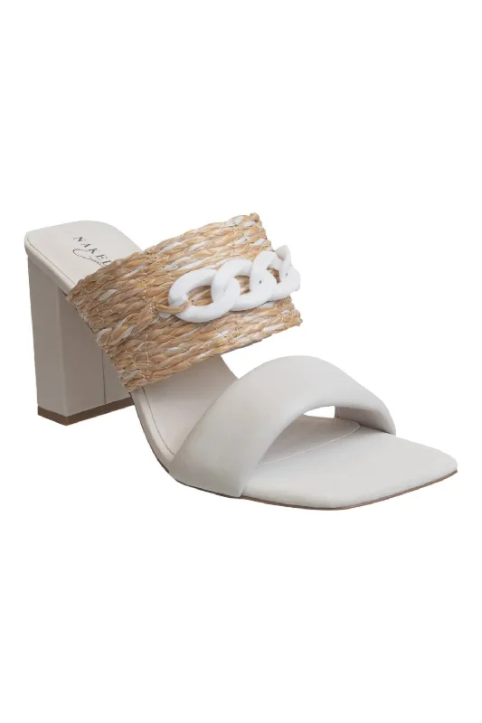 Women's Propriety Heeled Sandal In White Vintage Oxford Appeal 