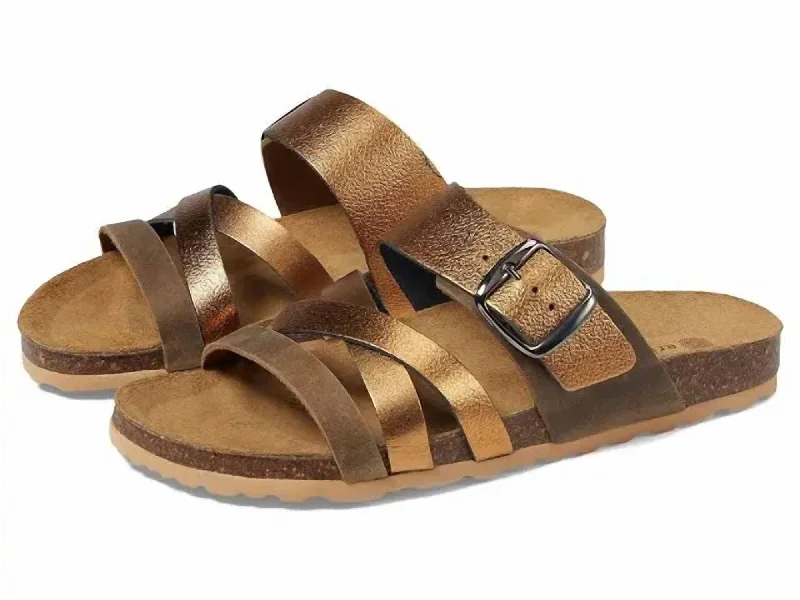 Women's Randy Sandal In Bronze Retro Plimsoll Style  