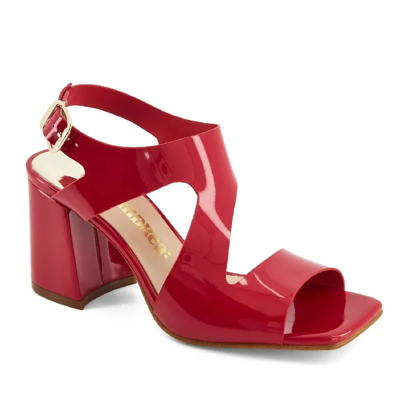 Women's Style Ankle Closure Sandals In Red Quilted Shoe Design  