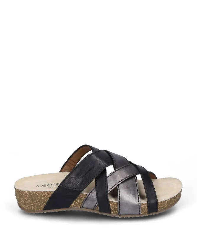 Women's Tonga 74 Sandal In Black/kombi Distressed Leather Shoe Style  