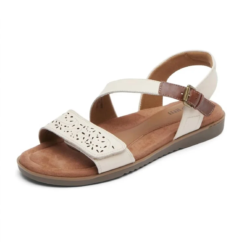 Women's Zion 2 Piece Sandal - Wide Width In Cream Rubber - Sole Plimsoll Look  