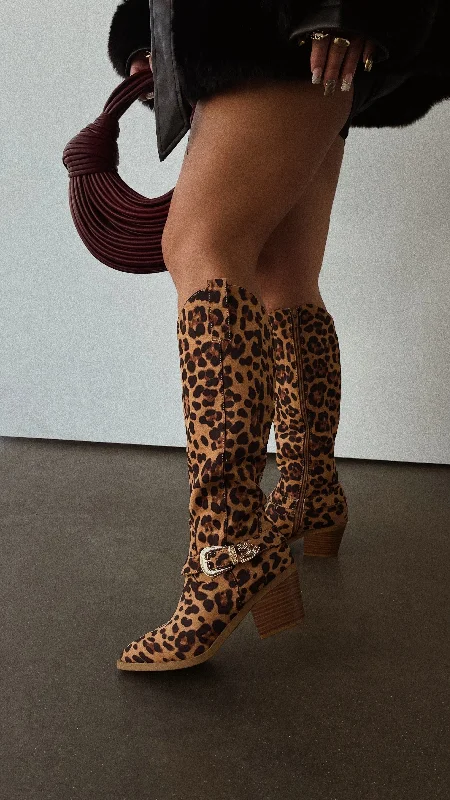 Zelia Western Cowgirl Boots - Leopard Lightweight Tennis Sneaker Look  