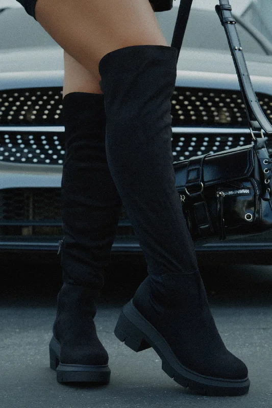 Zerah Over The Knee Boots - Black Ivy League - Inspired Derby Look 